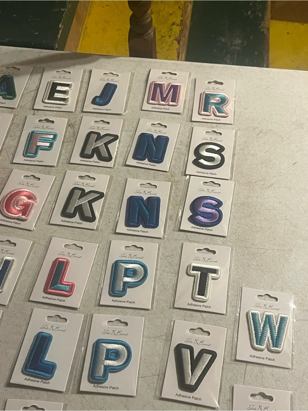 Alphabet Letter Adhesive Patches - Blue, Pink, Teal, Yellow, Gray #4
